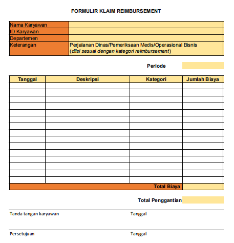 contoh form reimbursement