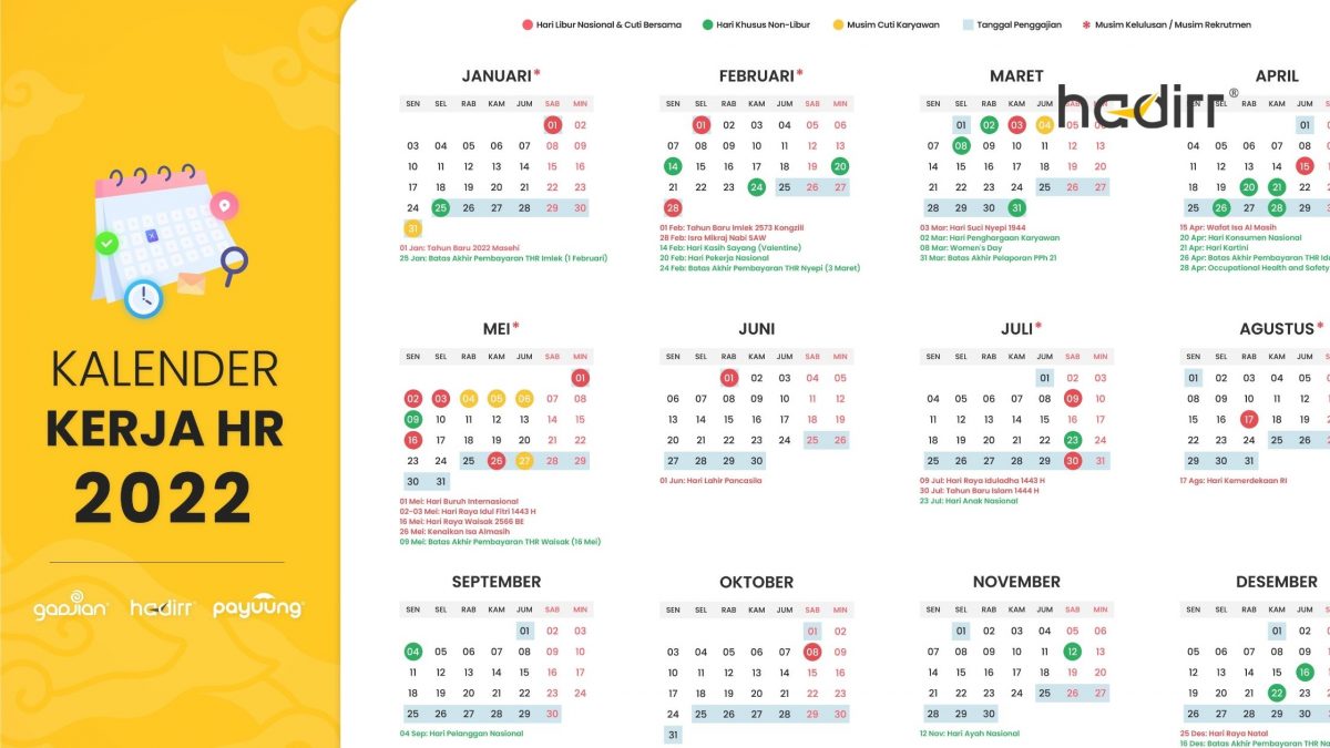 Kalender Kerja 2022 untuk Memudahkan Kinerja Anda - Aplikasi Absensi