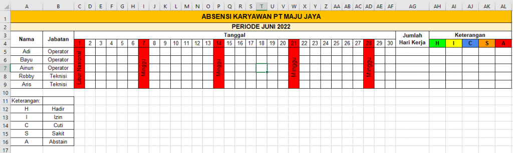 absen karyawan excel