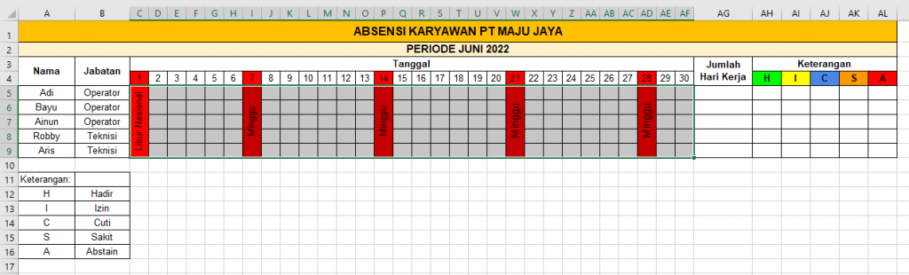 Absen Karyawan Excel