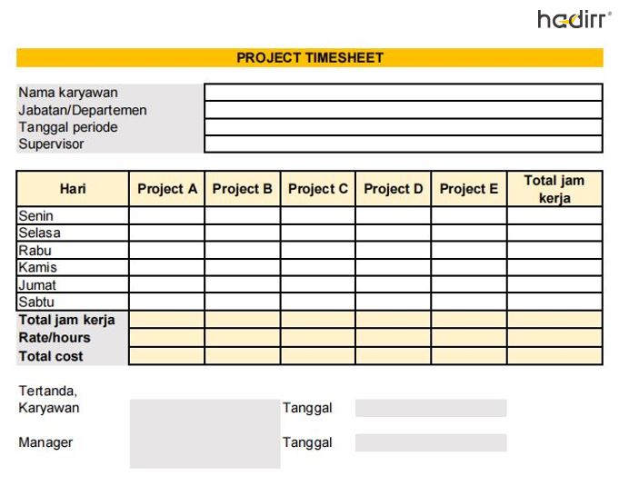 contoh timesheet kerja