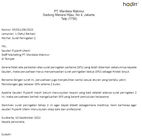 contoh surat sp 2