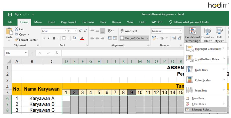 absen karyawan excel