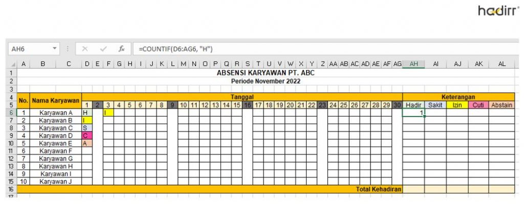 format absensi xls